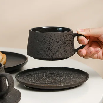 Японский набор кофейных чашек и блюдец, винтажный керамический креативный офисный набор, чашка для капучино, чашка с цветами, набор чашек для латте